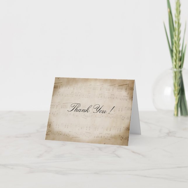 Antikt notbladtackkort tack kort (Framsida)