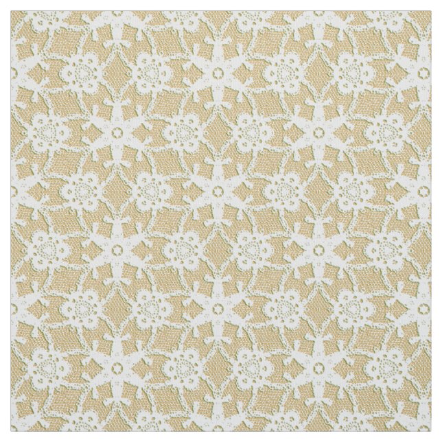 Antikt snöretryck - vit och beige tyg (Provkarta)