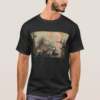 Antikt tryck för förhistorisk värld tee shirt