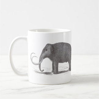 Antikt tryck för ullig kolossal slocknad Mastodon Kaffemugg