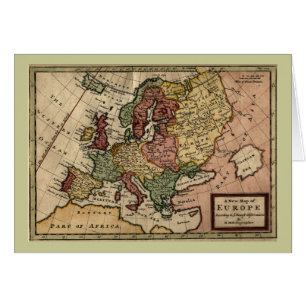 Antikvarisk karta 1721 av Europa av den Herman Hälsningskort