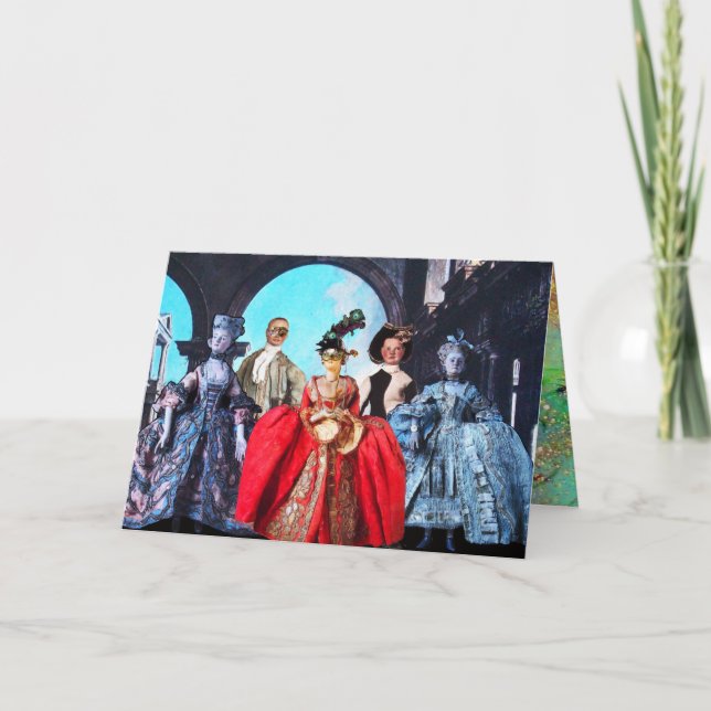 ANTIKVARISKA ITALIENSKA DOCKOR MASQUERADE MASKERDR KORT (Framsida)