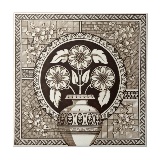 Antikvitet Transferware för reproduktion VT0007 Kakelplatta (Framsidan)