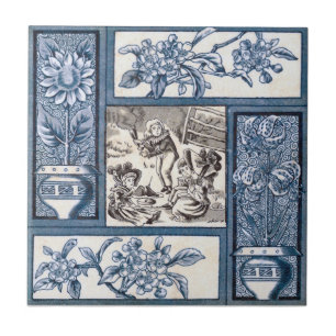 Antikvitet Transferware för reproduktion VT0055 Kakelplatta
