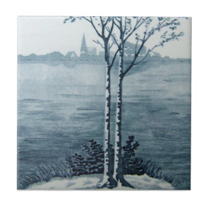 Antikvitet Transferware för reproduktion VT0066 Kakelplatta