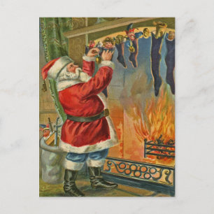 Antikvitet Vintage-Santa julvykort Helg Vykort
