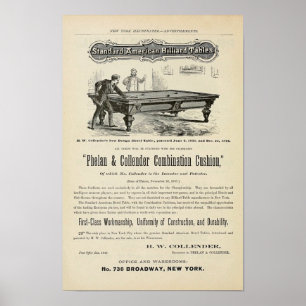 AntikvitetBilliard 1874 bordlägger annonsen Poster