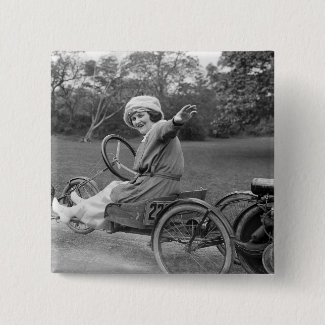 Antikviteten går vagnen, tidiga 1900s knapp (Framsida)