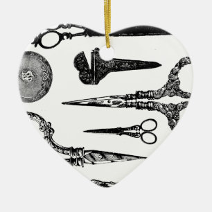 Antikviteten Scissors karaktärsteckning Julgransprydnad Keramik