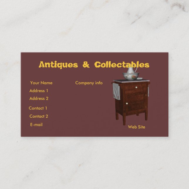 Antikviteter & collectibles visitkort (Framsida)