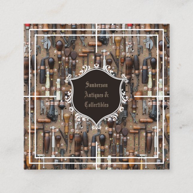 Antikviteter, Vintage Verktyg Fyrkantigt Visitkort (Framsida)