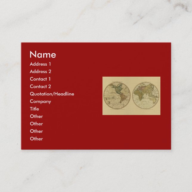 Antikvitetvärldskarta 1786 av William Faden Visitkort (Framsida)