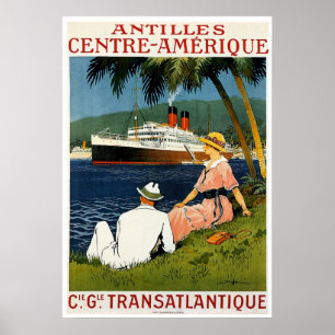Antilles Central America Vintage Frakt Travel Poster