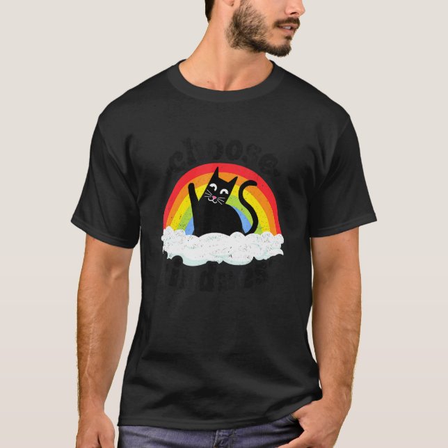 Antimobbning Regnbåge Fred Snäll Hipp Cat Välj T Shirt (Framsida)