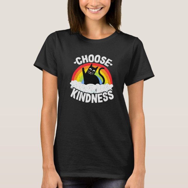 Antimobbning Regnbåge Fred Snäll Hippie Katt Välj T Shirt (Framsida)