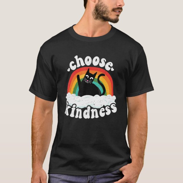 Antimobbning Regnbåge Fred Snäll Hippie Katt Välj T Shirt (Framsida)