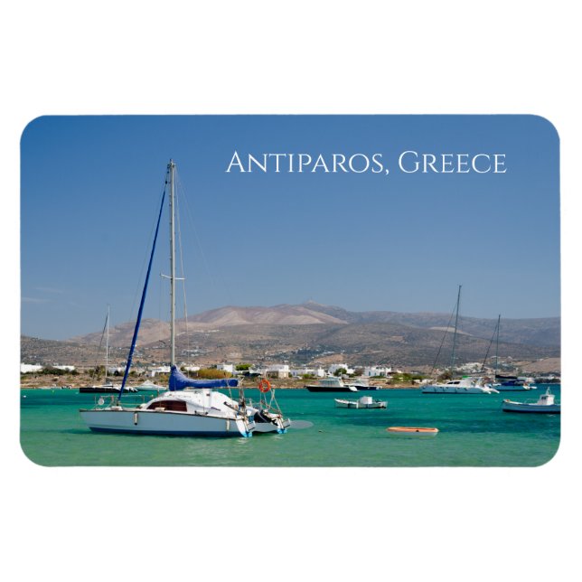 Antiparos Båtar Grekisk ö Magnet (Horisontell)