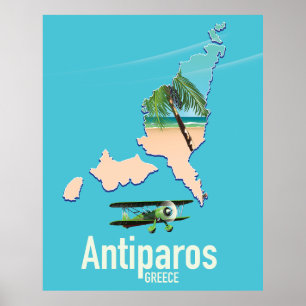 Antiparos Grekland reser karta Poster