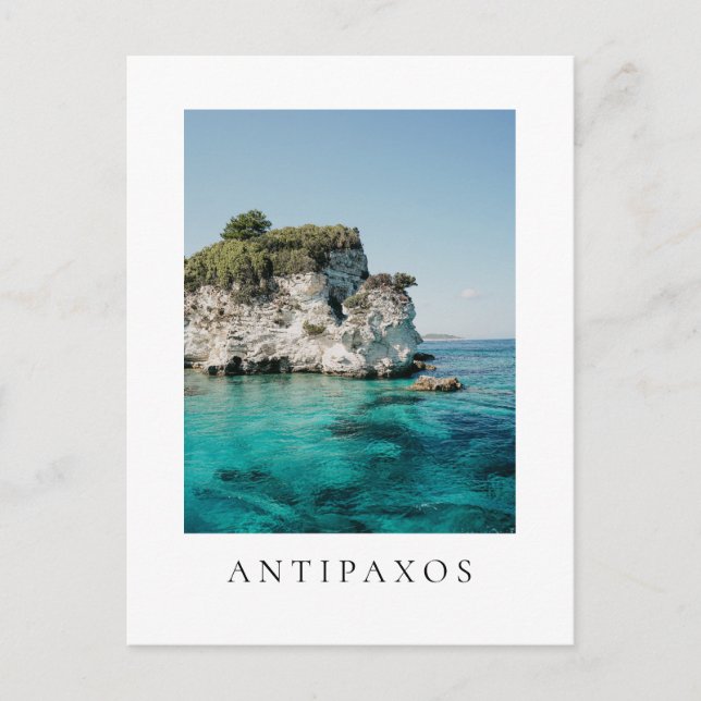 Antipaxos kust, vid Paralia Voutoumi, Grekland Vykort (Framsida)