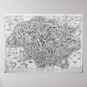 Antiquae Urbis Perfecta Imago, karta av Rome Poster