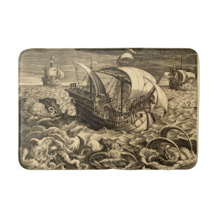 Antique 1590 Fraktas and Sea Monsters Badrumsmatta