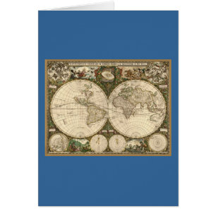 Antique 1660 World Map av Frederick de Wit Hälsningskort