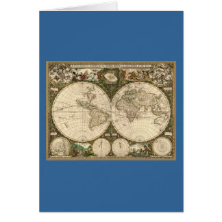 Antique 1660 World Map av Frederick de Wit Hälsningskort