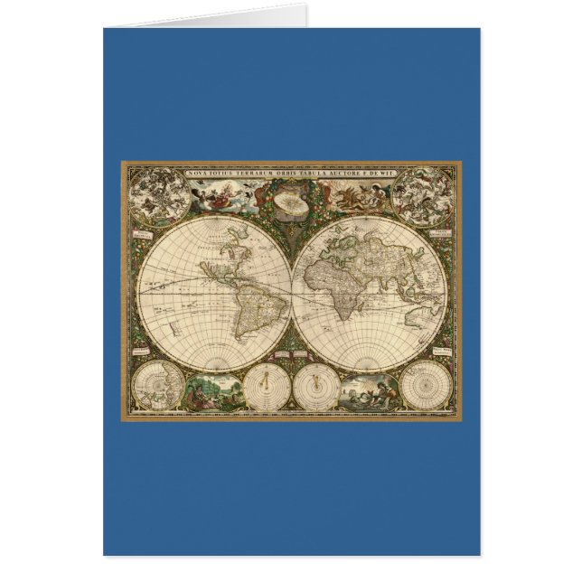 Antique 1660 World Map av Frederick de Wit Hälsningskort (Framsidan)