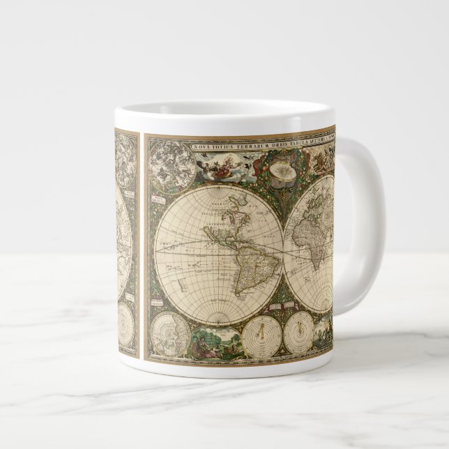 Antique 1660 World Map av Frederick de Wit Jumbo Mugg (Framsida höger)