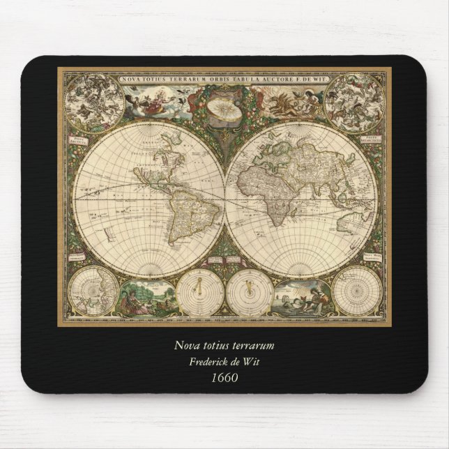 Antique 1660 World Map by Frederick de Wit Musmatta (Framsidan)