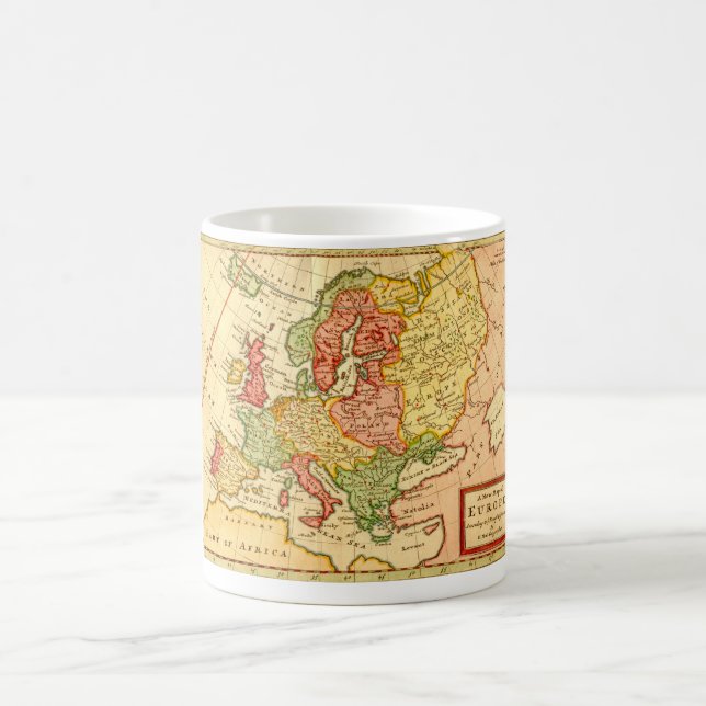 Antique 1700-talet Herman Moll Karta i Europa Kaffemugg (Center)