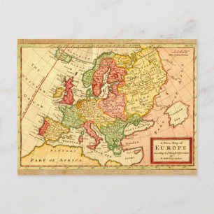 Antique 1700-talet Herman Moll Karta i Europa Vykort