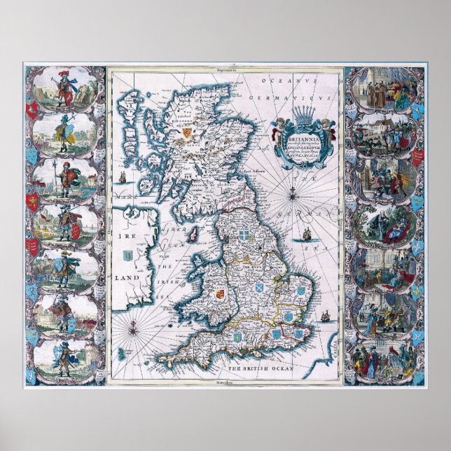 Antique 1700-talet Karta Poster (Framsidan)