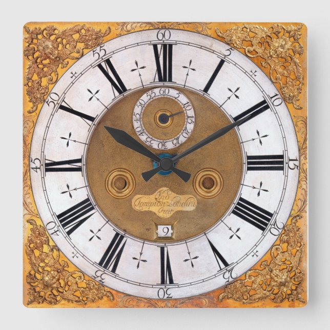 Antique 1700 Thomas Tompion Print Fyrkantig Klocka (Framsida)