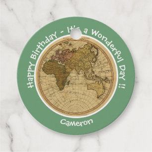 Antique 1786 Östra Hemisphere Karta Temaparty Gåvor Etiketter