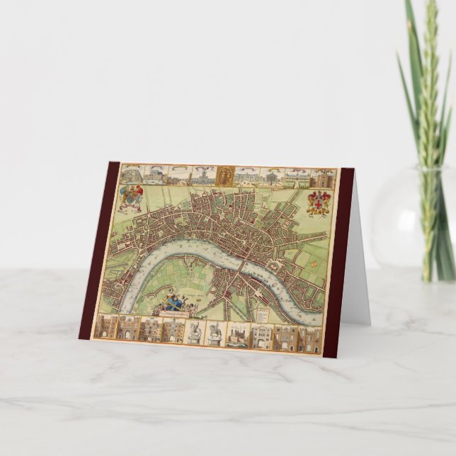 Antique 17:e århundradets Karta i London W. Hollar Kort (Framsida)