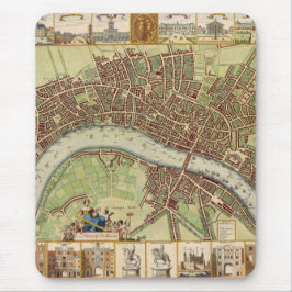 Antique 17:e århundradets Karta i London W. Hollar Musmatta