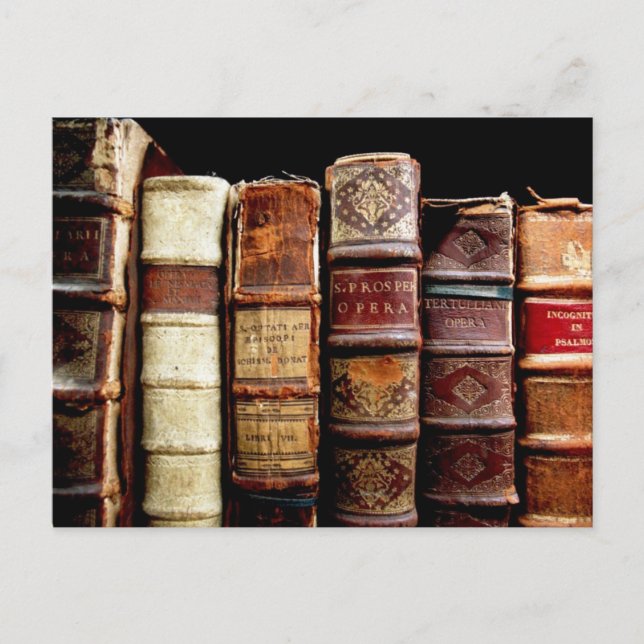 Antique 1800-talets bokar för utformning av läder vykort (Framsida)