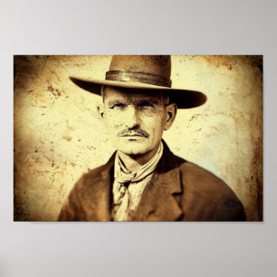 Antique 1800s Photograph of a Cowboy Poster