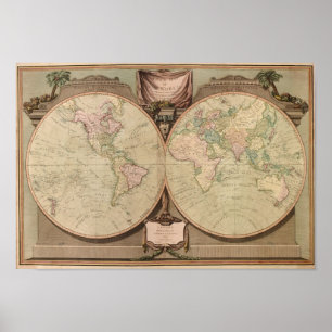 Antique 1808 World Map av Laurie och Whittle Poster