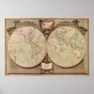 Antique 1808 World Map av Laurie och Whittle Poster