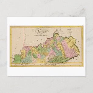 Antique 1815 Karta i Kentucky Vykort