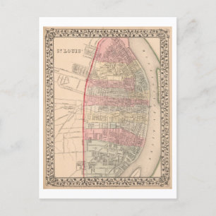 Antique 1868 Karta of St. Louis, Missouri Vykort