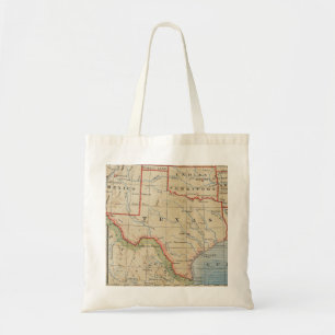 Antique 1888 Karta av Texas med Städer och floder Tygkasse