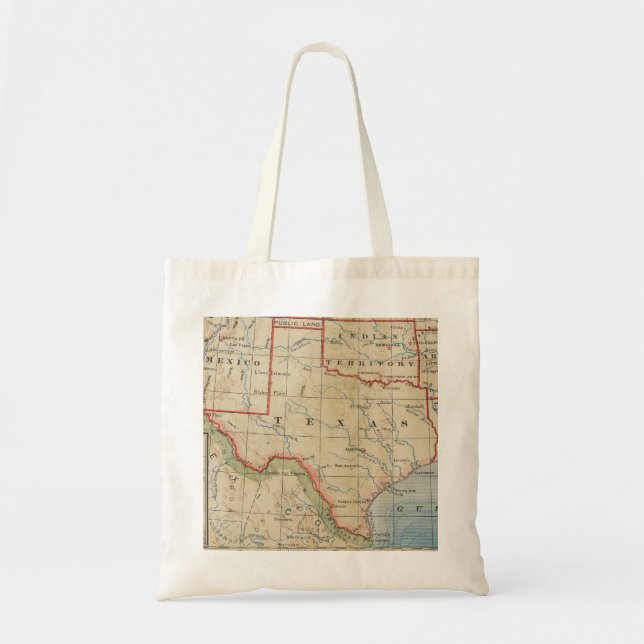 Antique 1888 Karta i Texas med Städer och floder Tygkasse (Framsidan)