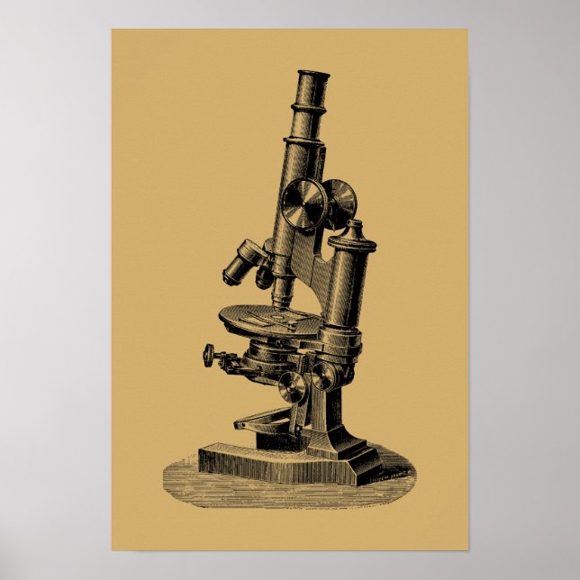 Antique 1892 Microscope "Steampunk" Art Poster (Framsidan)
