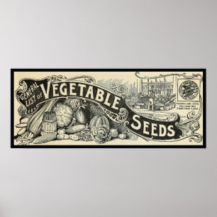 Antique 1894 Vegetable Seeds Sign Poster