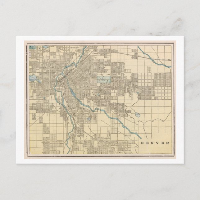 Antique 1899 Karta of Denver, Colorado Vykort (Framsida)