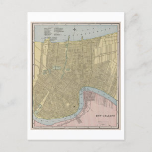 Antique 1899 Karta of New Orleans, Louisiana Vykort
