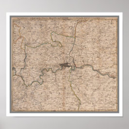 Antique 18:e århundradet Karta i London Poster